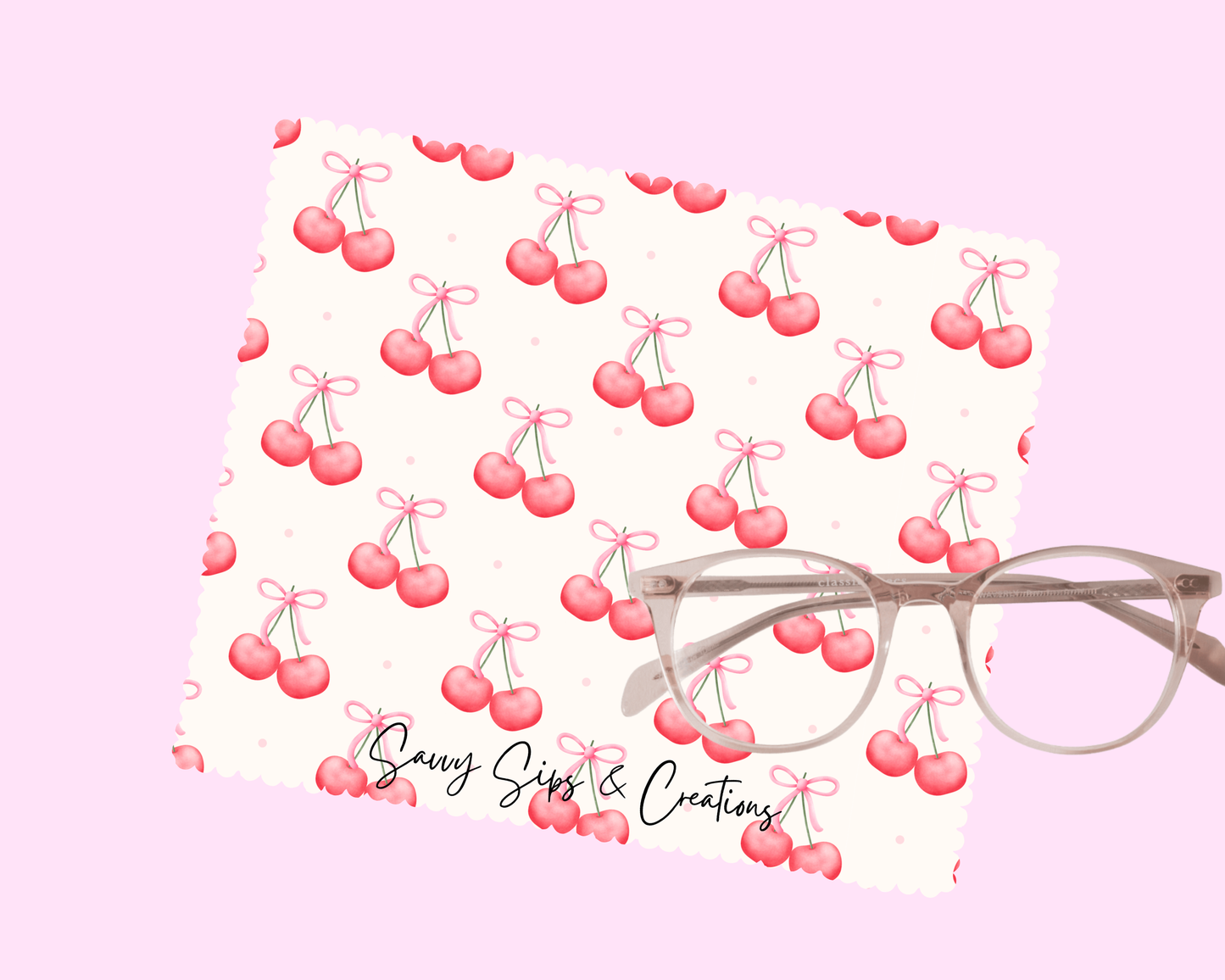 Lens Cleaning Cloth: Cherry Bows