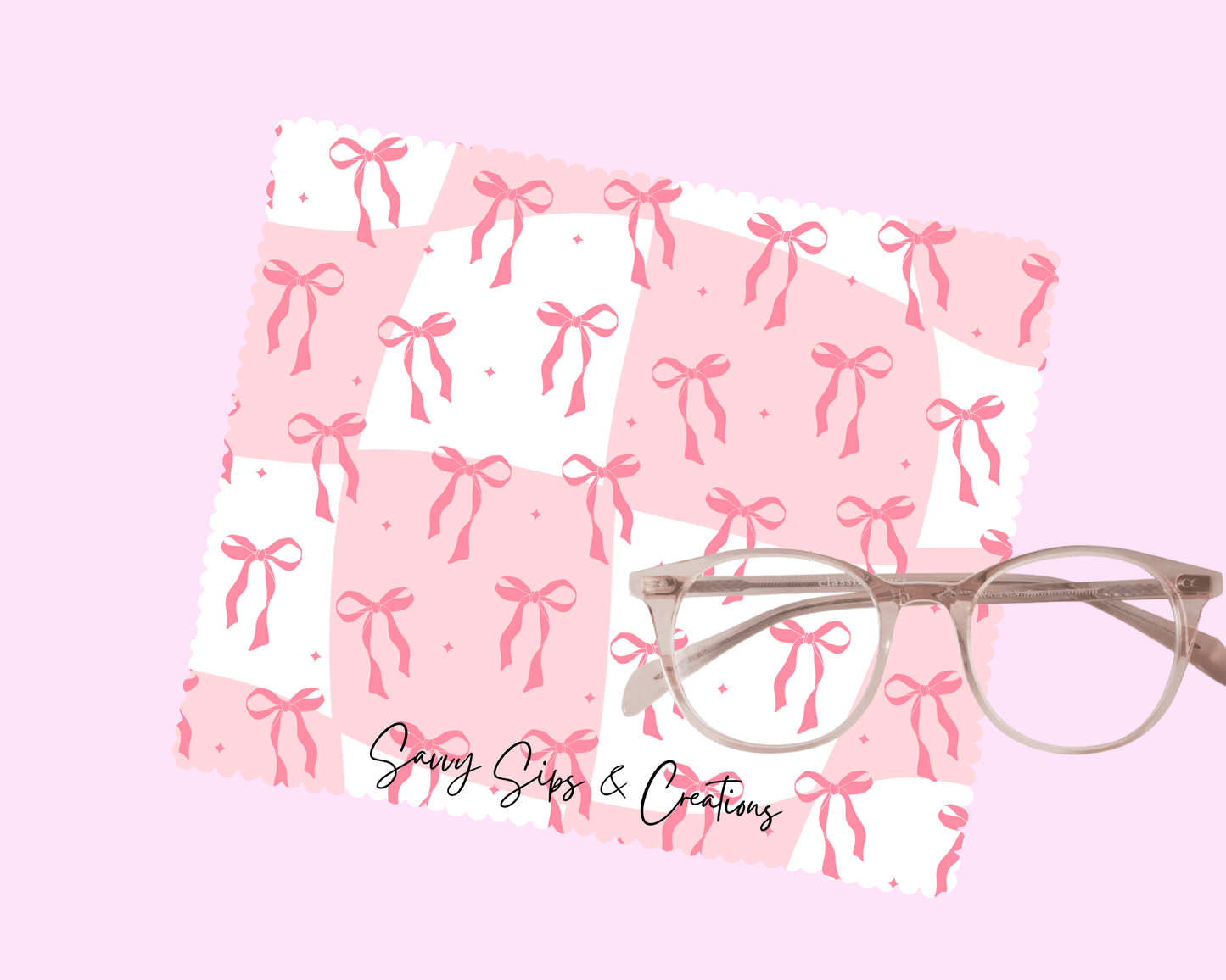 Lens Cleaning Cloth: Checkered Bows