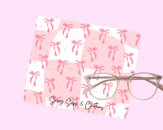 Lens Cleaning Cloth: Checkered Bows