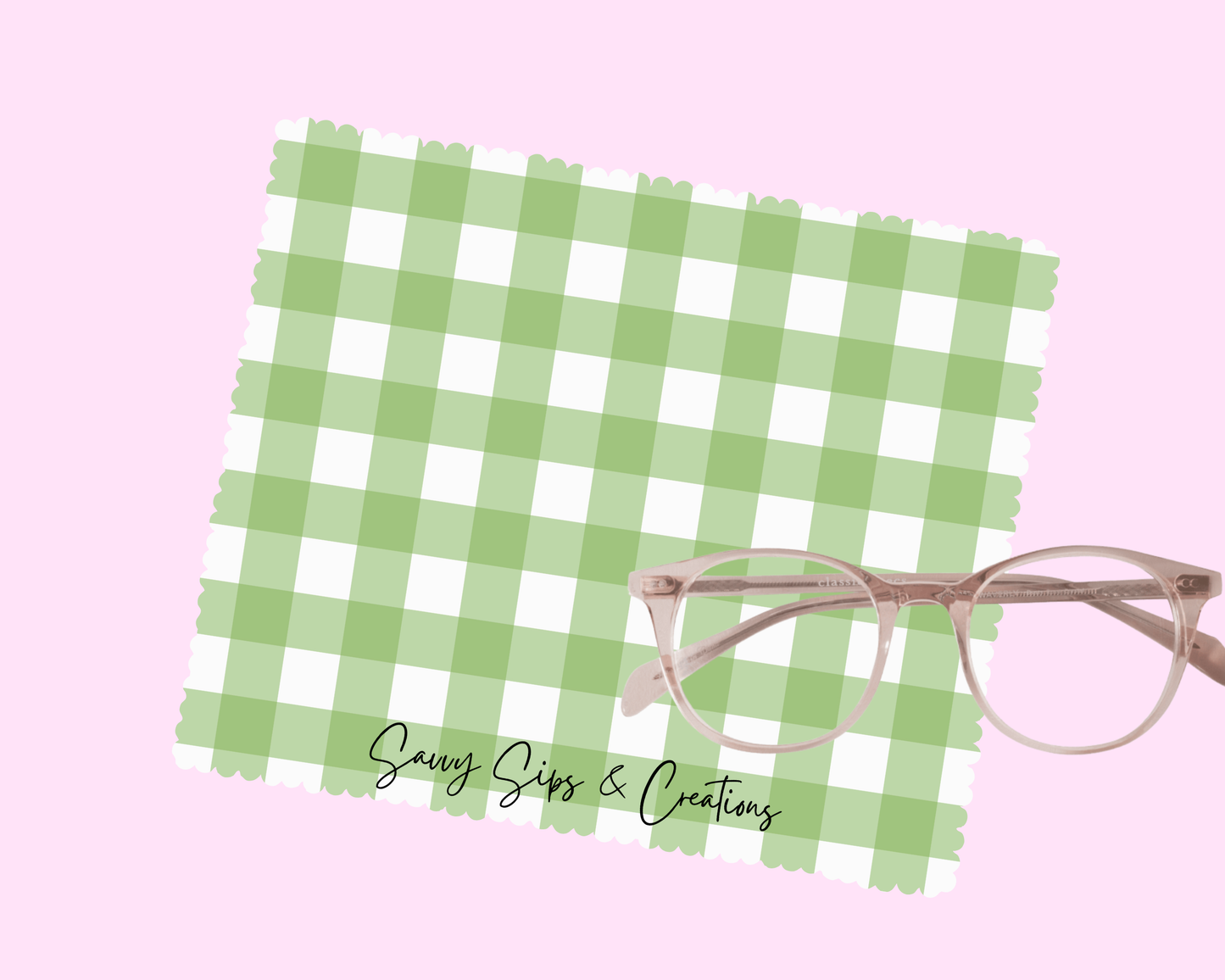 Lens Cleaning Cloth: Fresh Mint Gingham