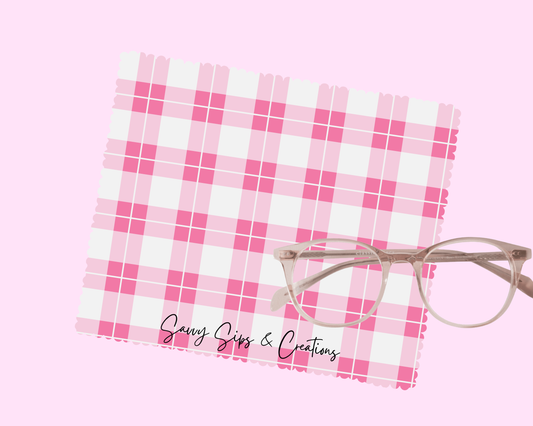 Lens Cleaning Cloth: Pretty in Pink Check