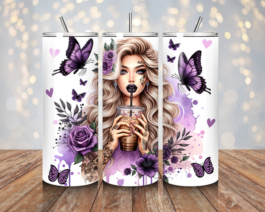 Purple Coffee Tattoo Girl